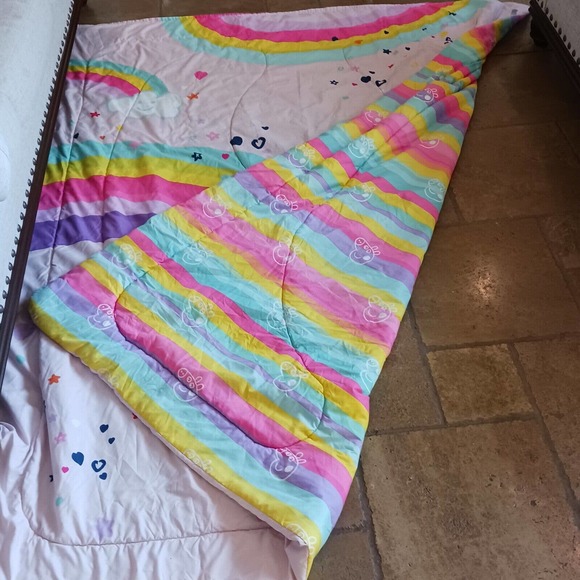 2003 PEPPA PIG & UNICORN Twin Comforter Pink & Rainbow Reversible Vintage Dorm - Picture 3 of 15